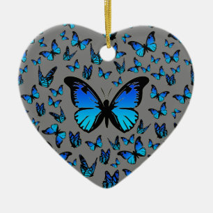 blue butterflies ceramic tree decoration