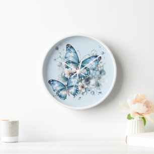 Blue Butterflies Clock