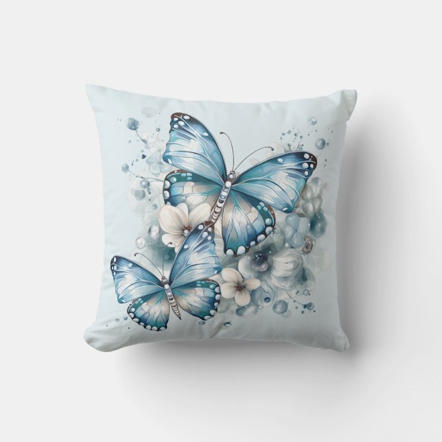 Blue Butterflies Cushion (Front)