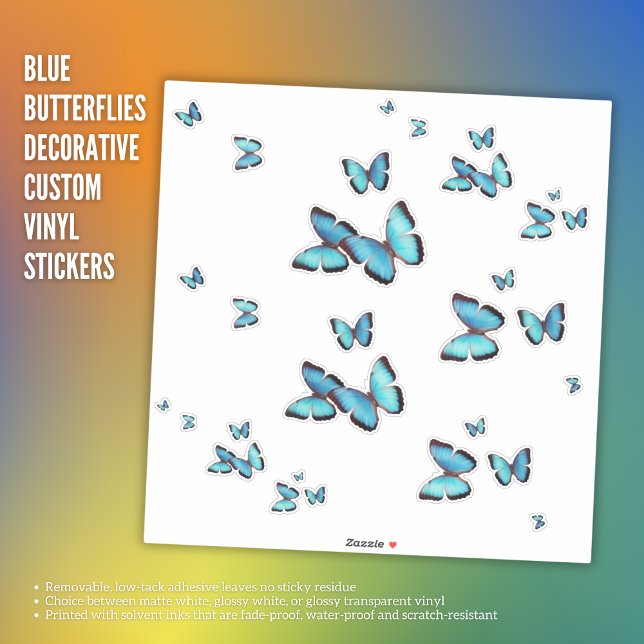 Blue Butterflies Decorative Custom Vinyl Stickers (Blue Butterflies Decorative Custom Vinyl Stickers)