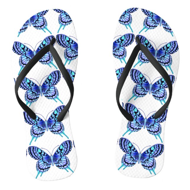 blue butterflies design thongs (Footbed)