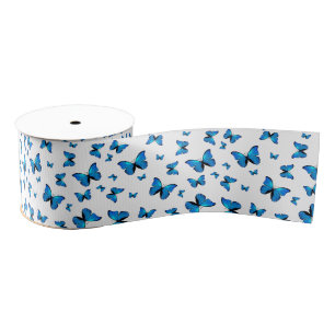 Blue butterflies grosgrain ribbon
