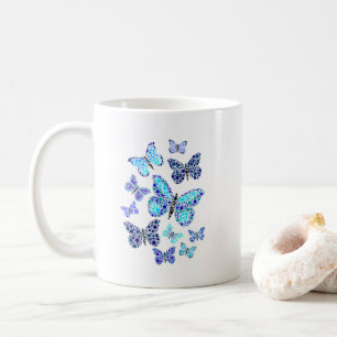 Blue Butterflies In Dots Coffee Mug