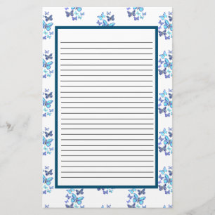 Blue Butterflies In Dots Stationery