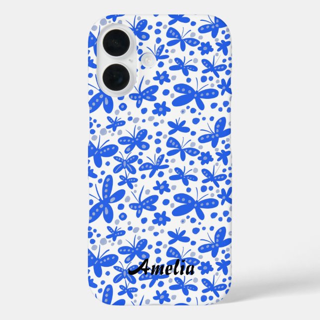 Blue butterflies iPhone wallet case (Back)