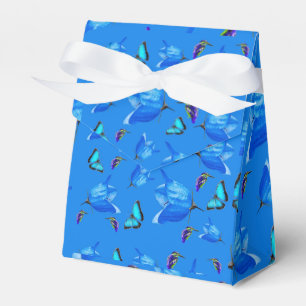 Blue Butterflies Kingfishers Bell Flowers Pattern, Favour Box