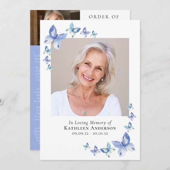 Blue Butterflies | Memorial Program (Front/Back)