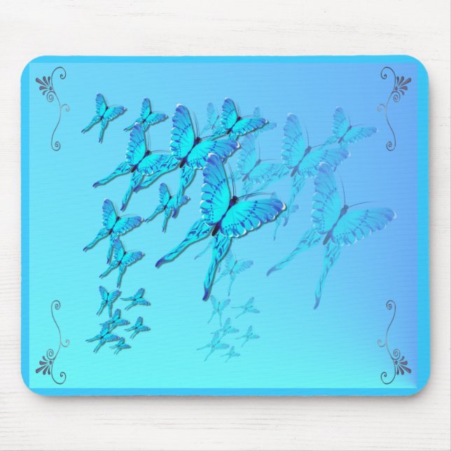 Blue Butterflies Mousepad (Front)