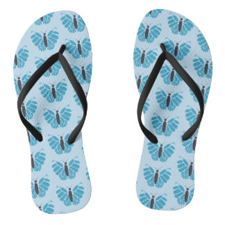 Blue Butterflies on light blue flip flops