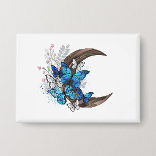 Blue butterflies on wooden crescent