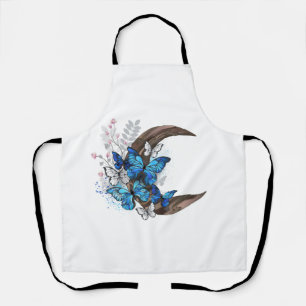 Blue butterflies on wooden crescent apron