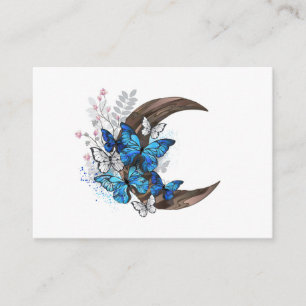 Blue butterflies on wooden crescent enclosure card