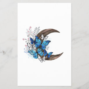 Blue butterflies on wooden crescent flyer