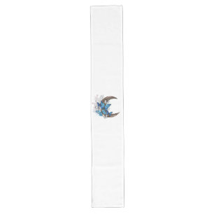 Blue butterflies on wooden crescent long table runner