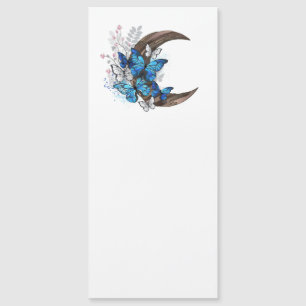 Blue butterflies on wooden crescent magnetic invitation
