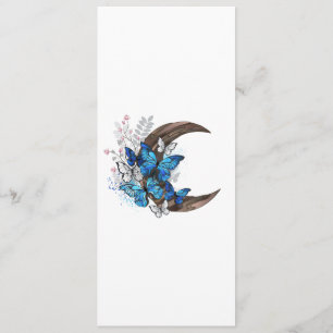 Blue butterflies on wooden crescent menu
