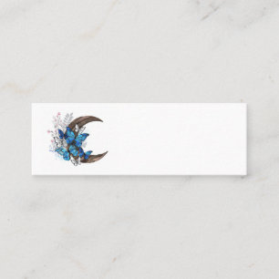 Blue butterflies on wooden crescent mini business card