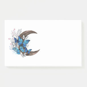 Blue butterflies on wooden crescent post-it notes