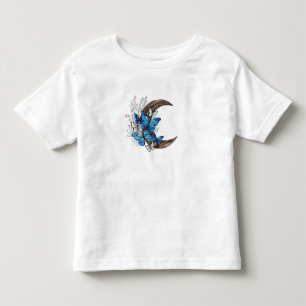 Blue butterflies on wooden crescent toddler T-Shirt