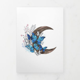 Blue butterflies on wooden crescent Tri-Fold programme