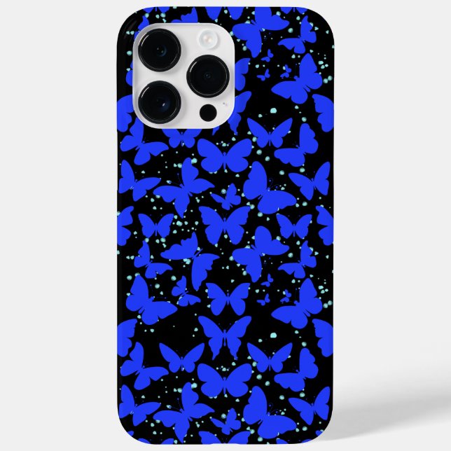 Blue Butterflies Pattern C01.b Black BG Case-Mate iPhone Case (Back)