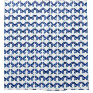 blue butterflies pattern shower curtain