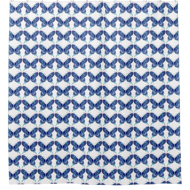 blue butterflies  pattern shower curtain (Front)