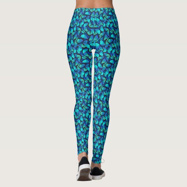 Blue Butterflies Patterned Leggings (Back)