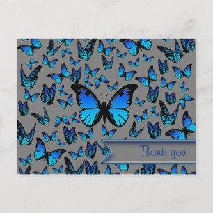 blue butterflies postcard