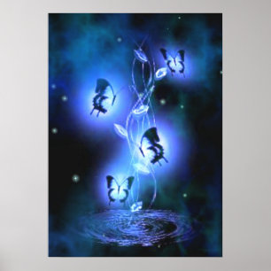 Blue Butterflies Poster