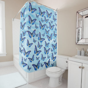 Blue Butterflies Shower Curtain