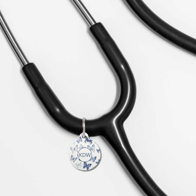 Blue Butterflies Stethoscope ID Tag (Creator Uploaded)