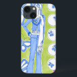 Blue Butterflies Surrounding Glamourous Girl iPhone 13 Case<br><div class="desc">Blue Butterflies float around in this piece by Chariklia Zarris,  surrounding a glamourous girl. Bright colours form the background of this print,  adding some handsome hues to this piece. Get your copy now!</div>