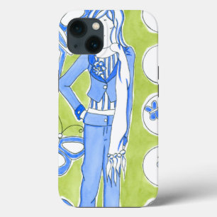 Blue Butterflies Surrounding Glamourous Girl iPhone 13 Case
