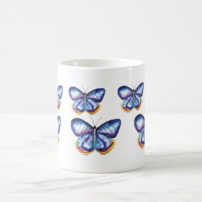Blue Butterflies Watercolor Nature  Insects  Mug (Center)