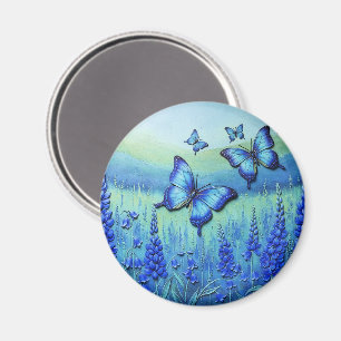Blue Butterflies with Blue Flowers, Magnet