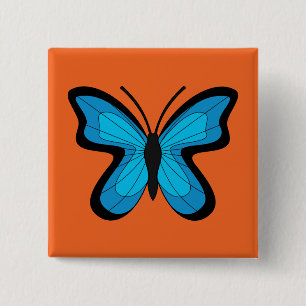 Blue Butterfly 15 Cm Square Badge