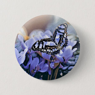 Blue Butterfly 6 Cm Round Badge