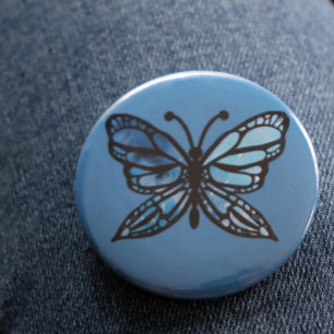 Blue Butterfly 6 Cm Round Badge