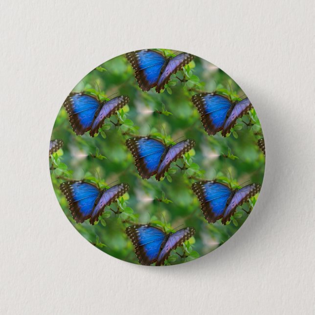 Blue Butterfly 6 Cm Round Badge (Front)