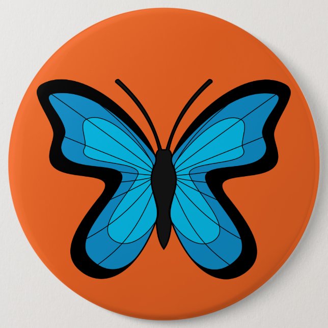 Blue Butterfly 6 Cm Round Badge (Front)