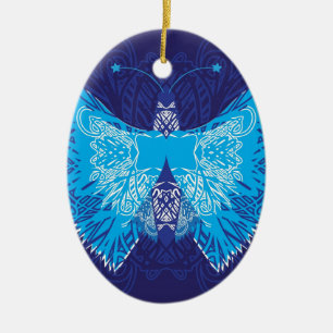Blue Butterfly Abstract Ceramic Tree Decoration