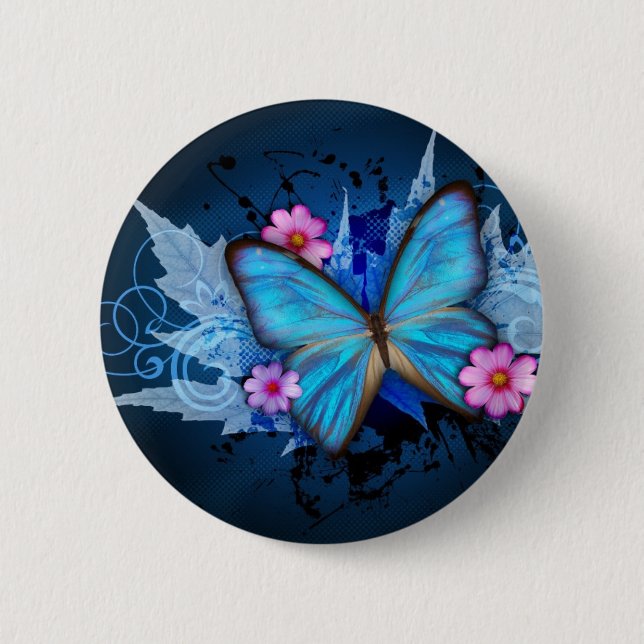 Blue-Butterfly-Abstract.jpg 6 Cm Round Badge (Front)