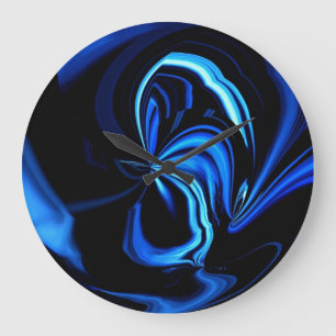 Blue Butterfly Abstract Large Clock