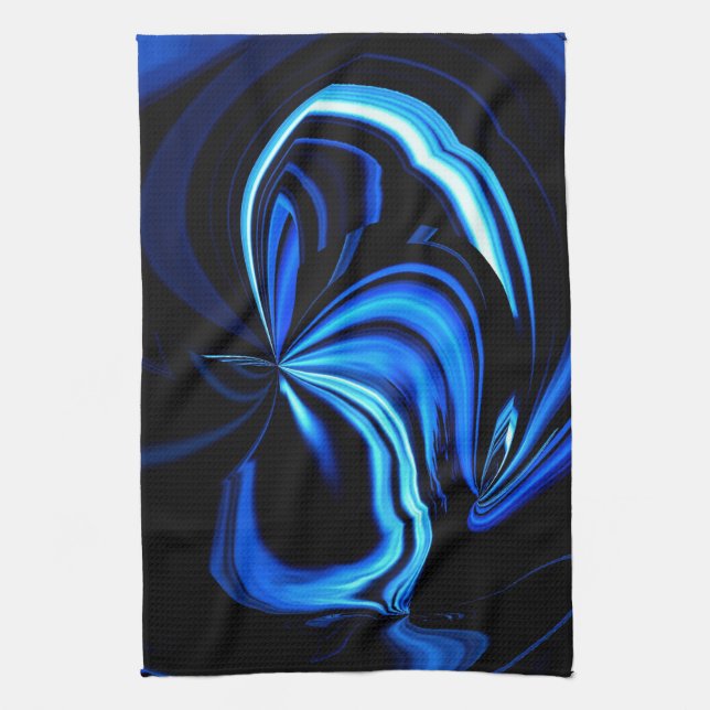 Blue Butterfly Abstract Tea Towel (Vertical)
