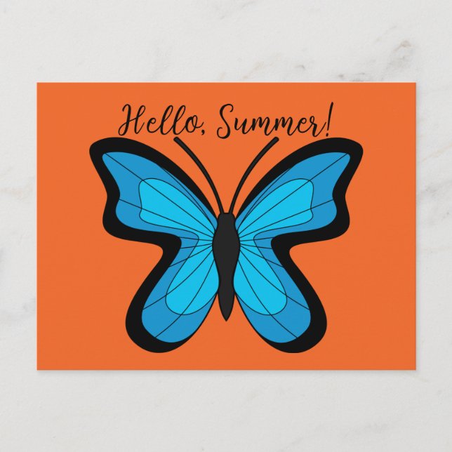 Blue Butterfly | Add Text Holiday Postcard (Front)