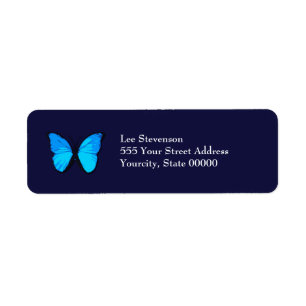 Blue Butterfly Address Label Return Address Label