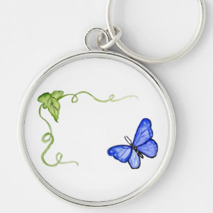 Blue Butterfly and Green Vine Keychain Charms