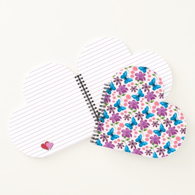 Blue Butterfly and Purple Floral Pattern Notebook (Inside)