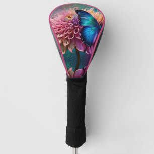 Blue butterfly and the Dahlia Golf Head Cover
